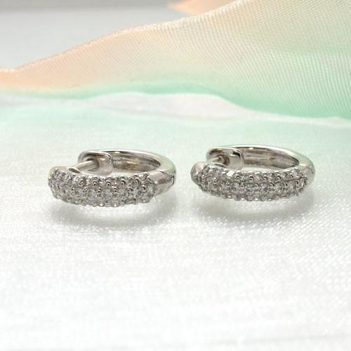 ダイヤモンド ピアス フープ ゴールド 10k 中折れ パヴェ K10 誕生日 プレゼント 母の日 |  | 01