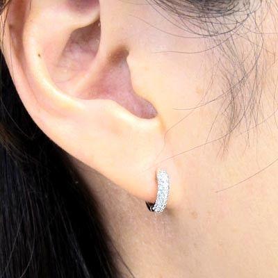 ダイヤモンド ピアス フープ ゴールド 18k 中折れ パヴェ k18 誕生日 プレゼント 母の日 |  | 02