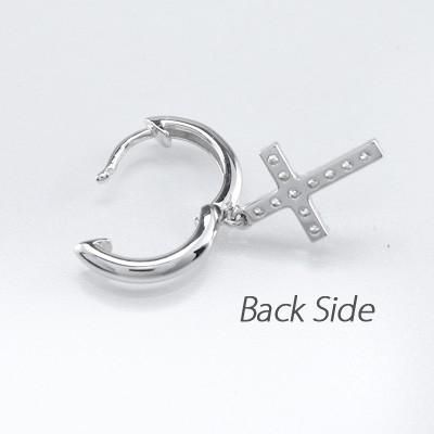 ダイヤモンド ピアス フープ ゴールド 10k クロス 十字架 中折れ 揺れる K10 誕生日 プレゼント 母の日 |  | 02