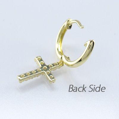 ダイヤモンド ピアス フープ ゴールド 18k クロス 十字架 中折れ 揺れる k18 YG 誕生日 プレゼント 母の日 |  | 03