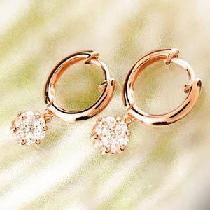 ダイヤモンド ピアス フープ ゴールド 18k フラワー ミステリー 中折れ k18 PG 誕生日 プレゼント 母の日 |  | 01