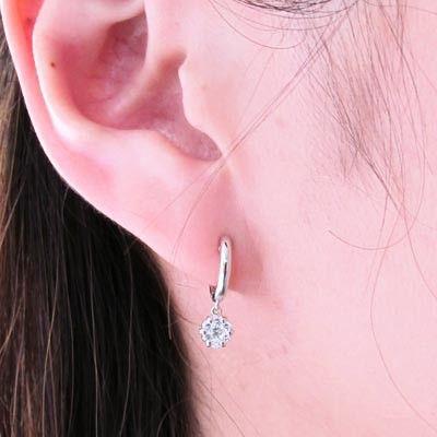 ダイヤモンド ピアス フープ プラチナ 900 フラワー ミステリー 中折れ