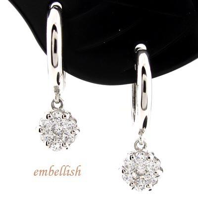 ダイヤモンド ピアス フープ ゴールド 10k フラワー ミステリー 中折れ K10 誕生日 プレゼント 母の日 | 