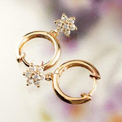 ダイヤモンド ピアス フープ ゴールド 18k スター 星 揺れる フラワー 花 中折れ 誕生日 プレゼント 母の日 爆買 |  | 01