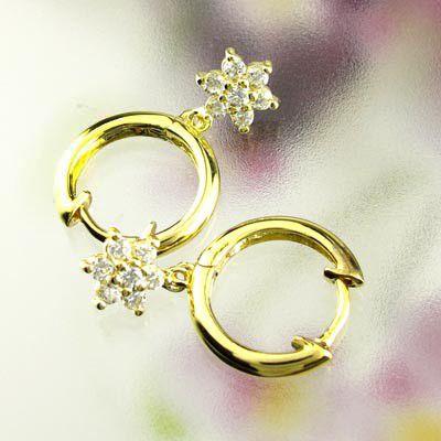ダイヤモンド ピアス フープ ゴールド 18k スター 星 フラワー 花 中折れ 父の日の画像