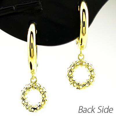 ダイヤモンド ピアス フープ ゴールド 18k サークル 中折れ 揺れる YG 誕生日 プレゼント 父の日の画像