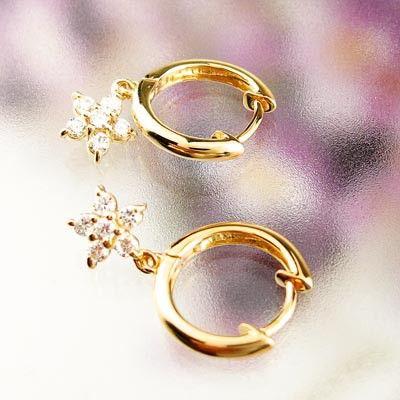 ダイヤモンド ピアス フープ ゴールド 18k フラワー 花 揺れる 中折れ k18 PG 誕生日 プレゼント 母の日 爆買 |  | 01
