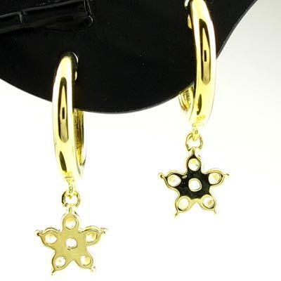 ダイヤモンド ピアス フープ ゴールド 18k フラワー 花 揺れる 中折れ k18 YG 誕生日 プレゼント 父の日の画像