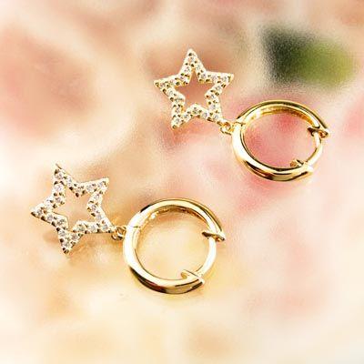 ダイヤモンド ピアス フープ ゴールド 18k スター 星 星形 揺れる 中折れ k18 誕生日 プレゼント 母の日 爆買 |  | 01
