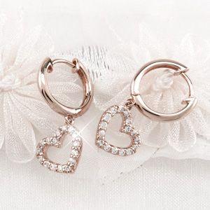 ダイヤモンド ピアス フープ ゴールド 18k ハート 中折れ 揺れる k18 PG 誕生日 プレゼント 母の日 |  | 01