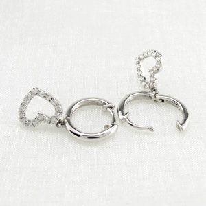 ダイヤモンド ピアス フープ ゴールド 18k ハート 中折れ 揺れる k18 誕生日 プレゼント 父の日の画像