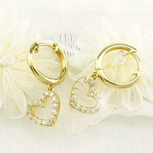 ダイヤモンド ピアス フープ ゴールド 18k ハート 中折れ 揺れる k18 YG 誕生日 プレゼント 母の日 |  | 01