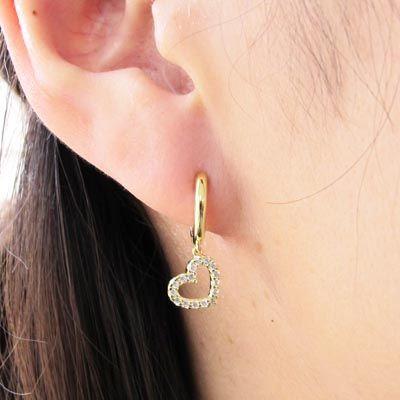 ダイヤモンド ピアス フープ ゴールド 18k ハート 中折れ 揺れる k18 YG 誕生日 プレゼント 母の日 |  | 02