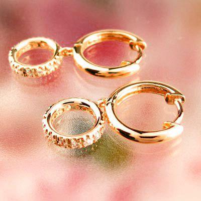 ダイヤモンド ピアス フープ ゴールド 18k サークル 中折れ 揺れる スイング PG 誕生日 プレゼント 父の日の画像