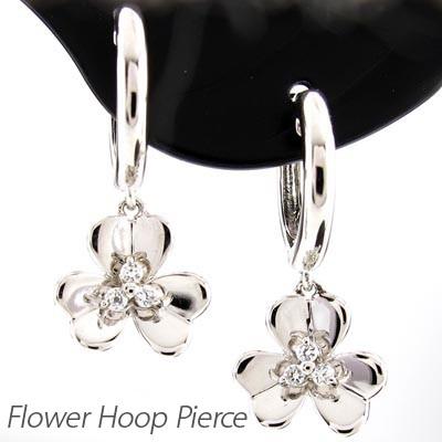 ダイヤモンド ピアス フープ ゴールド 10k フラワー 中折れ 揺れる K10 誕生日 プレゼント 母の日 爆買 | 