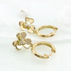 ダイヤモンド ピアス フープ ゴールド 18k フラワー 中折れ 揺れる 18金 k18 YG 誕生日 プレゼント 母の日 |  | 01
