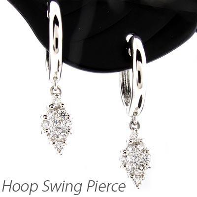 ダイヤモンド ピアス フープ ゴールド 10k ひし形 中折れ 揺れる スイング 誕生日 プレゼント 母の日 爆買 | 