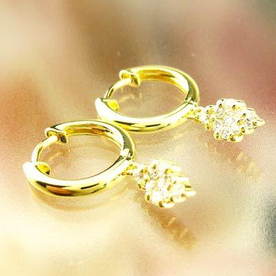 ダイヤモンド ピアス フープ ゴールド 18k ひし形 中折れ 揺れる スイング k18 YG 誕生日 プレゼント 母の日 |  | 01