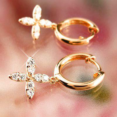 ダイヤモンド ピアス フープ ゴールド 18k フラワー 花 揺れる 中折れ k18 PG 誕生日 プレゼント 母の日 爆買 |  | 01