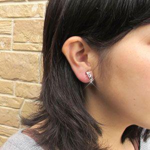 ダイヤモンド イヤリング 指輪 レディース クリップ ピアス プラチナ 900 アンティーク ミル ツヤ消し スクエア 父の日の画像