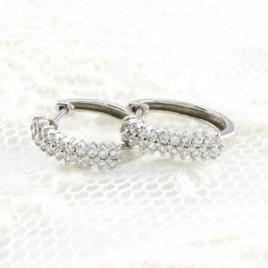 ダイヤモンド ピアス フープ プラチナ 900 中折れ パヴェ ラウンド パヴェ 誕生日 プレゼント 父の日の画像