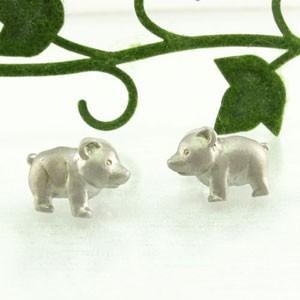 ダイヤモンド ピアス ゴールド 18k 熊 ベアー 動物 アニマル 地金 18金 父の日の画像