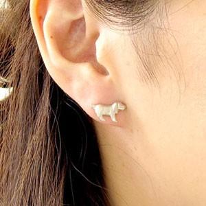ダイヤモンド ピアス ゴールド 18k 犬 いぬ イヌ ドッグ アニマル 地金 18金 父の日の画像