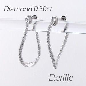 ダイヤモンド ピアス フープ プラチナ 900 中折れ エタニティ オーバル カーブ 誕生日 プレゼント 母の日 爆買 | 