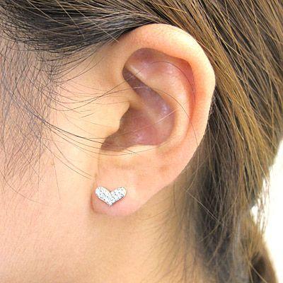 ピアス レディース プラチナ 900 ダイヤモンド ハート パヴェ プチ