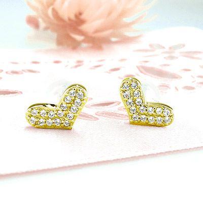K18 ダイヤハートパヴェピアス ピアス ゴールド 18k ダイヤモンド ハート パヴェ プチ k18 YG