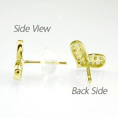 K18 ダイヤハートパヴェピアス ピアス ゴールド 18k ダイヤモンド ハート パヴェ プチ k18 YG