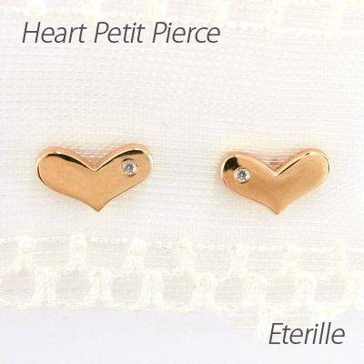 ピアス ゴールド 18k ダイヤモンド ハート 地金 プチ 1粒ダイヤ k18 PG 誕生日 プレゼント 母の日 爆買 | 