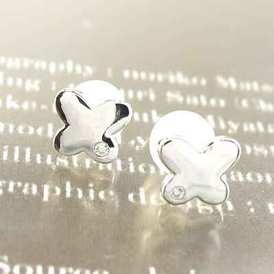 ダイヤモンド ピアス ゴールド 10k バタフライ 蝶々 蝶 パピヨン 地金 K10 父の日の画像