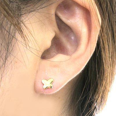 ダイヤモンド ピアス ゴールド 18k バタフライ 蝶々 蝶 パピヨン 地金 