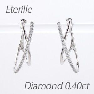 ダイヤモンド ピアス フープ ゴールド 18k 中折れ オーバル クロス 2連 地金 k18 誕生日 プレゼント 初売り 福袋 2025