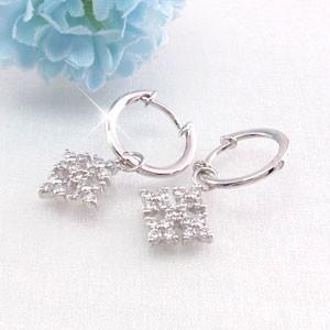 ダイヤモンド ピアス フープ ゴールド 10k スノークリスタル 雪 結晶 中折れ 誕生日 プレゼント 父の日の画像