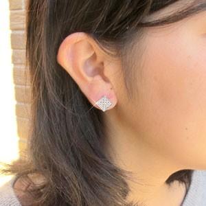 ダイヤモンド ピアス ゴールド 10k パヴェ フラワー 花 アンティーク ミル 透かし 10金 父の日の画像