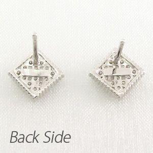 ブラックダイヤモンド ピアス ゴールド 18k パヴェ フラワー 花 アンティーク ミル 透かし 18金 父の日の画像