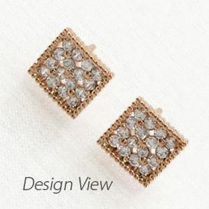 ダイヤモンド ピアス ゴールド 18k パヴェ フラワー アンティーク ミル 18金 バレンタイン |  | 02