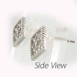 ダイヤモンド ピアス ゴールド 18k パヴェ フラワー 花 アンティーク ミル 透かし18金 父の日の画像
