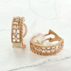 ダイヤモンド イヤリング 指輪 レディース クリップ ゴールド 18k アンティーク ミル 透かし ツイスト 18金 父の日 |  | 01
