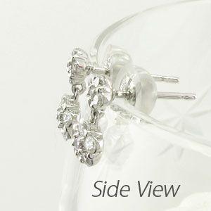 ダイヤモンド ピアス ゴールド 18k フラワー 花 揺れる 18金 k18 父の日の画像