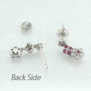 ダイヤモンド ピンクサファイア ピアス プラチナ 900 フラワー 揺れる グラデーション 父の日の画像
