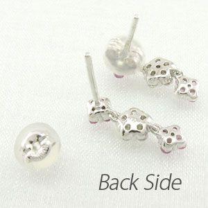 ダイヤモンド ピンクサファイア ピアス プラチナ 900 フラワー 花 揺れる 3連 父の日の画像