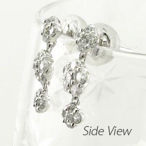 ダイヤモンド ピアス ゴールド 18k フラワー 花 揺れる 3連 18金 k18 父の日の画像