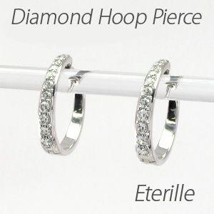 ダイヤモンド ピアス フープ ゴールド 18k 中折れ エタニティ k18 誕生