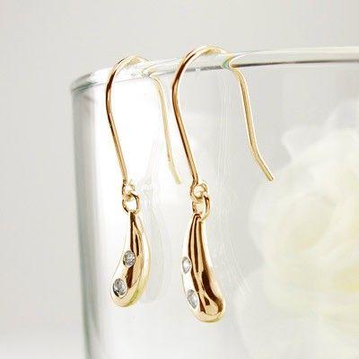 ピアス ゴールド 18k ダイヤモンド ドロップ 露 つゆ 地金 揺れる k18 PG 誕生日 プレゼント 父の日の画像