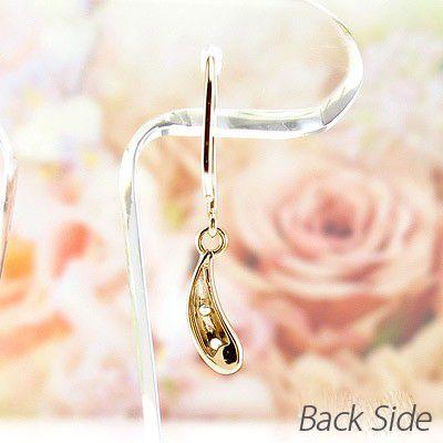 ピアス ゴールド 18k ダイヤモンド ドロップ 露 つゆ 地金 揺れる k18 PG 誕生日 プレゼント 父の日の画像