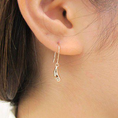 ピアス ゴールド 18k ダイヤモンド ドロップ 露 つゆ 地金 揺れる k18 PG 誕生日 プレゼント 父の日の画像