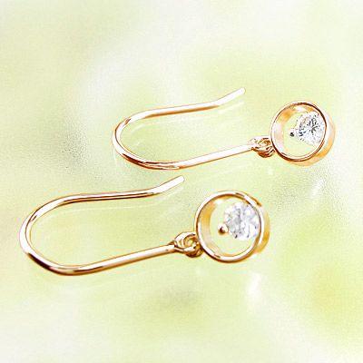 K18 1粒ダイヤモンドゴールドピアス　18金gold ピアス ゴールド 18k ダイヤモンド 一粒 1粒 ラウンド 揺れる フ 18金